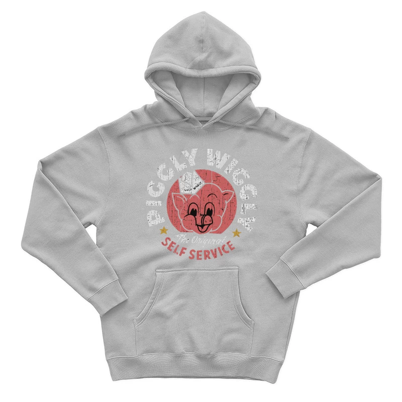 Vintage Pig Self Service Restaurant Logo Design Male Pullover Hoodie