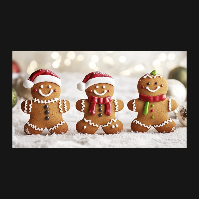 Festive Gingerbread Men with Santa Hats: Cheerful Christmas Cookies Desk Mat