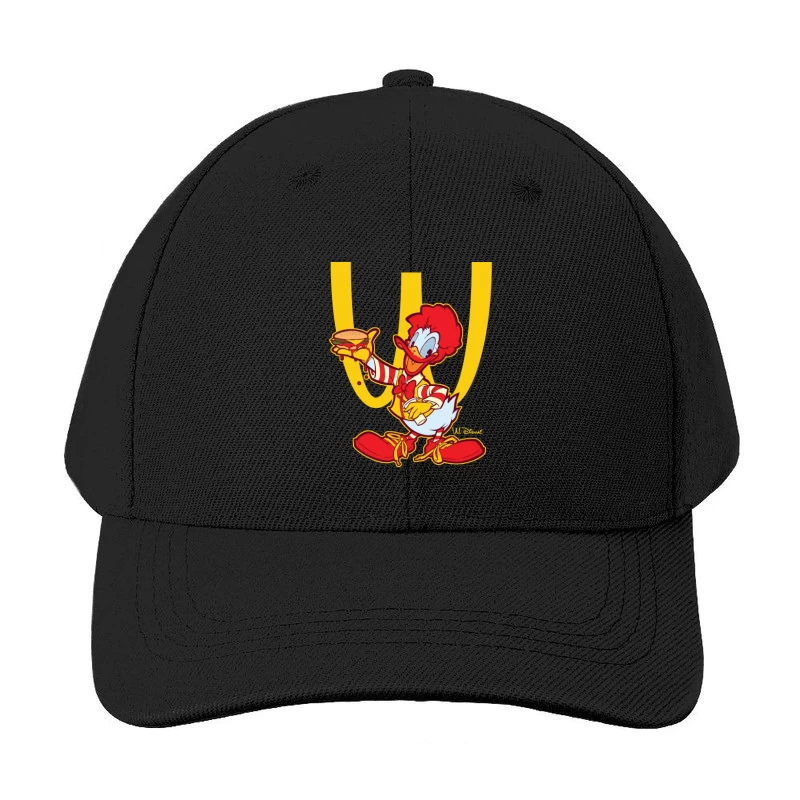 Cartoon Fast Food Character Holding a Burger Baseball Cap