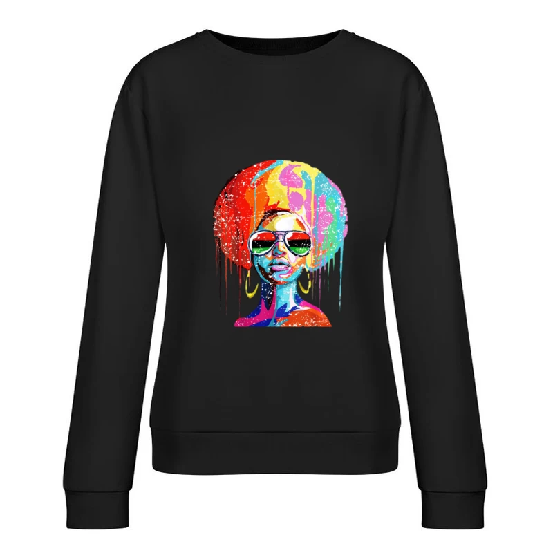Bunte Afro-Kunst mit Sonnenbrille Damen Pullover Sweatshirt