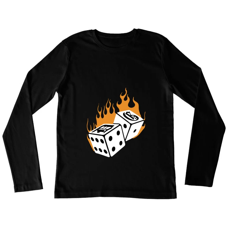 Brennende Würfel Grafiken Damen Langarm T-Shirt