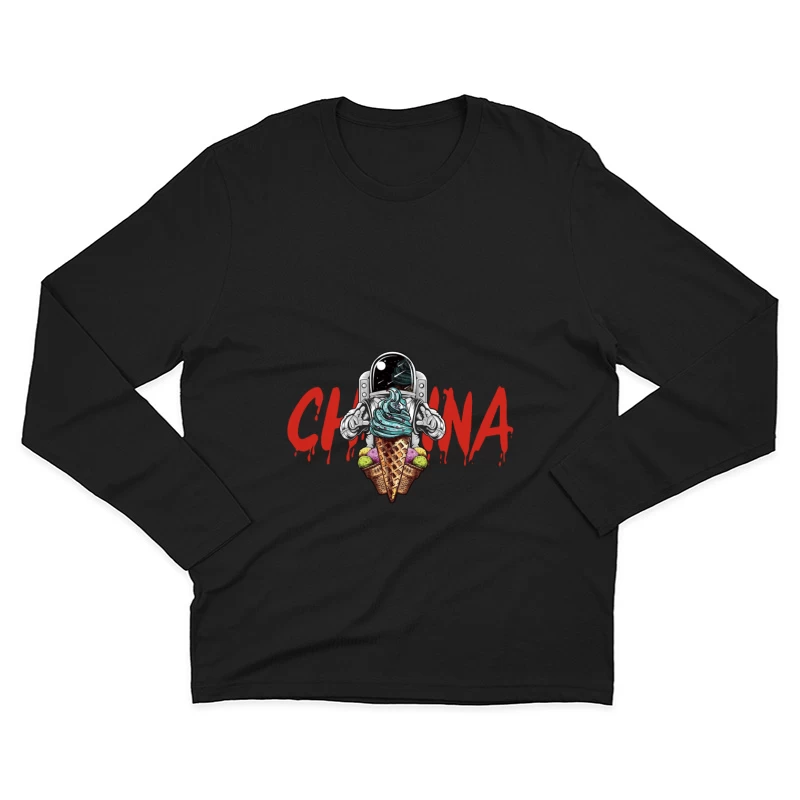 Astronaut mit Eiscreme Herren Langarm T-Shirt