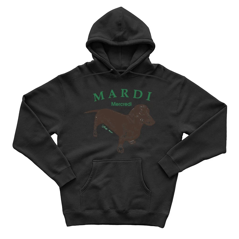 Dackel-Design mit französischen Wochentagen Herren Pullover Hoodie