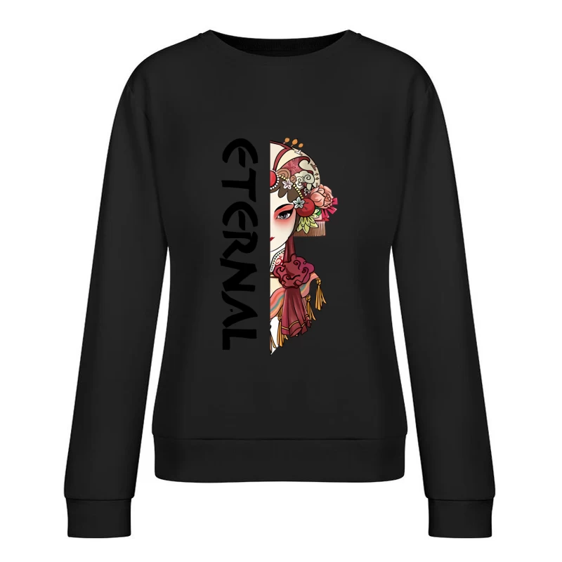 Traditionelle chinesische Opernmaske Illustration Damen Pullover Sweatshirt