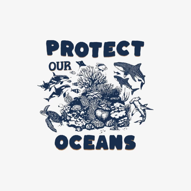 Protégeons nos Océans - Animaux marins et Corail Homme Manches Longues T-Shirt
