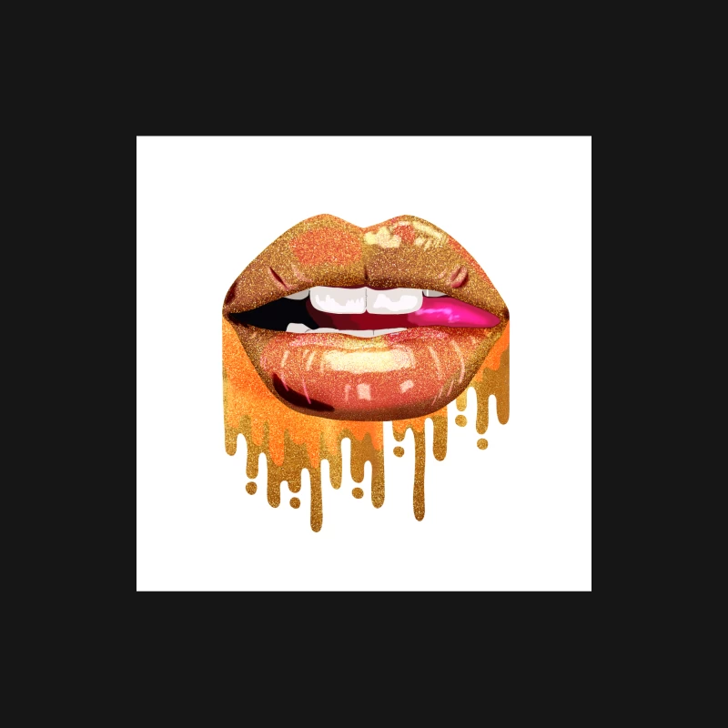 Glitzernde Lippen mit goldenen Akzenten Herren Langarm T-Shirt