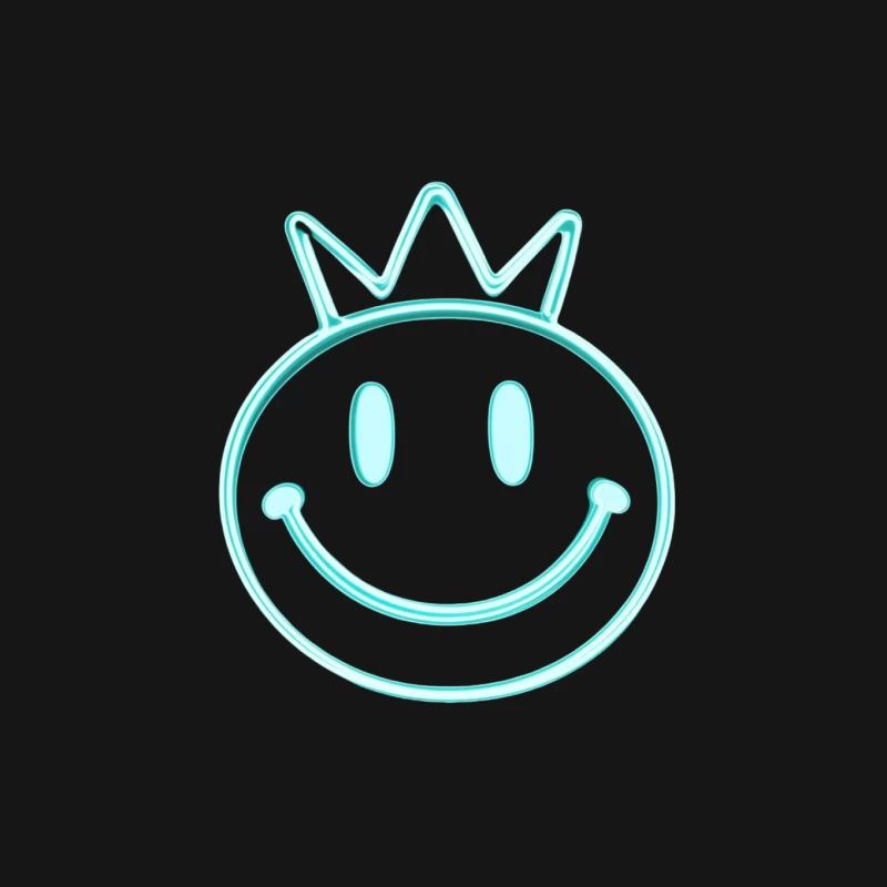 Neon Turquoise Crowned Smiley Emoji Mouse Pad