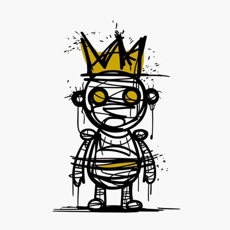 Crowned Mummy Character in Graffiti Street Art Style Cotton Tote Bag
