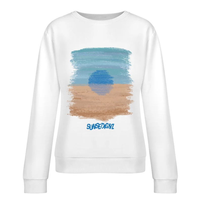 Abstrakter blauer Sonnenuntergang Damen Pullover Sweatshirt