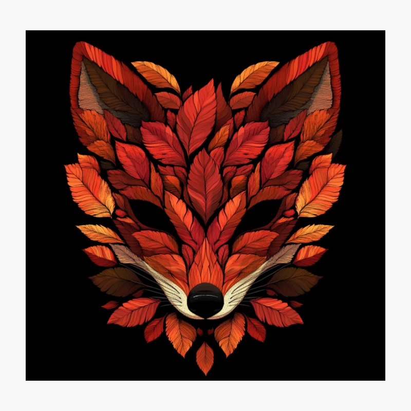 Autumnal Fox: Stylized Leaf Art Illustration Throw Pillow
