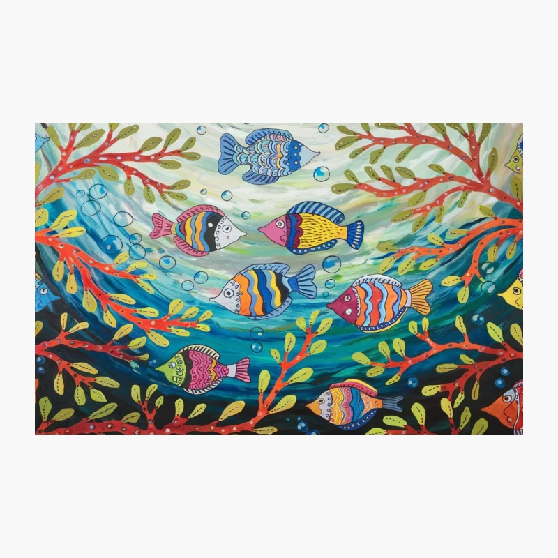 Vibrant Underwater Marine Life with Tropical Fish and Coral Travel Mug