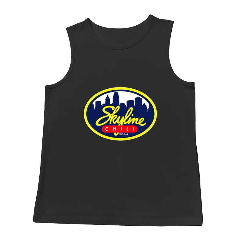 Skyline Chili Restaurant Brand Logo with Cincinnati Cityscape Male Tank Top