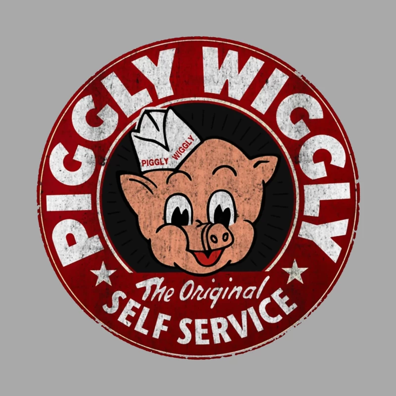 Vintage Piggly Wiggly Self-Service Grocery Store Logo Male Pullover Hoodie