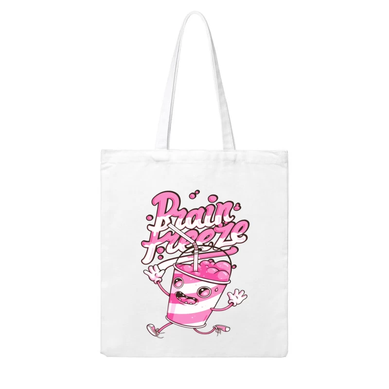 Fun Cute Cartoon Drink with Brain Freeze Cotton Tote Bag
