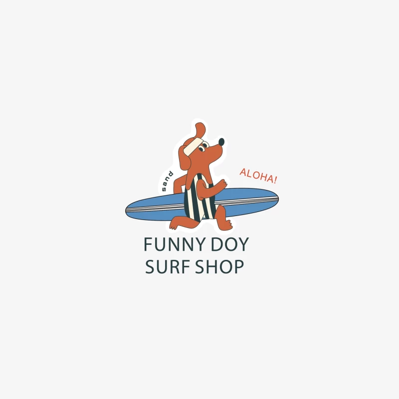 Lustiger Surfhund im Surfshop-Design Herren Langarm T-Shirt