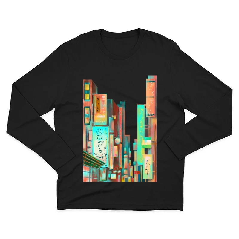 Städtische Szenen mit Neonlichtern Herren Langarm T-Shirt