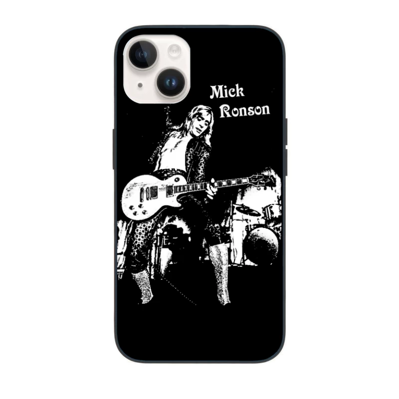 Black and White Sketch of Rock Musician with Electric Guitar iPhone Case