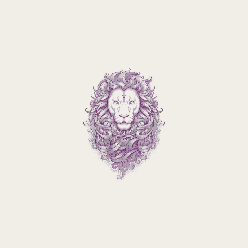 Regal Purple Lion with Ornate Mane Illustration Bucket Hat