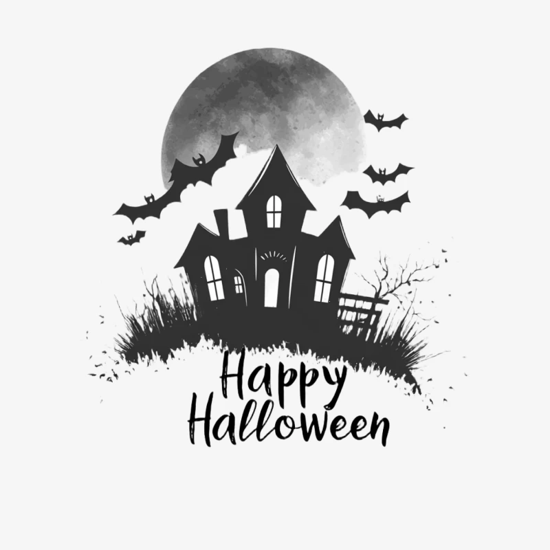 Spooky Halloween Night with Haunted House and Bats Female Pullover Sweatshirt