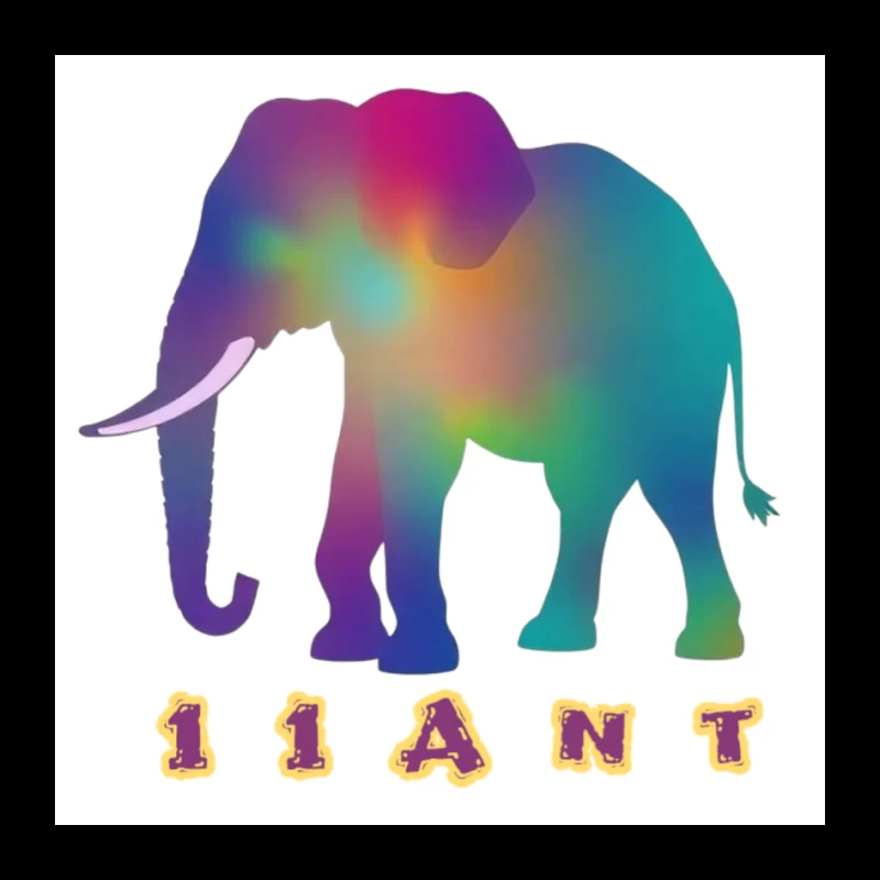 Rainbow Gradient Elephant Silhouette with "11ANT" Text Pin