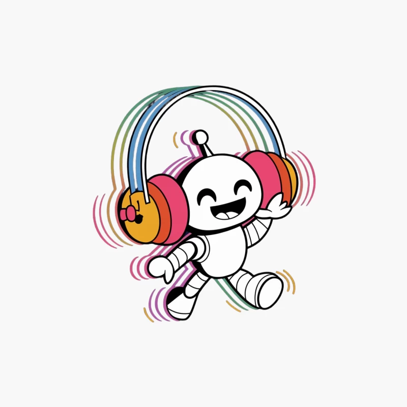 Cute Dancing Robot Mascot with Headphones Cotton Tote Bag