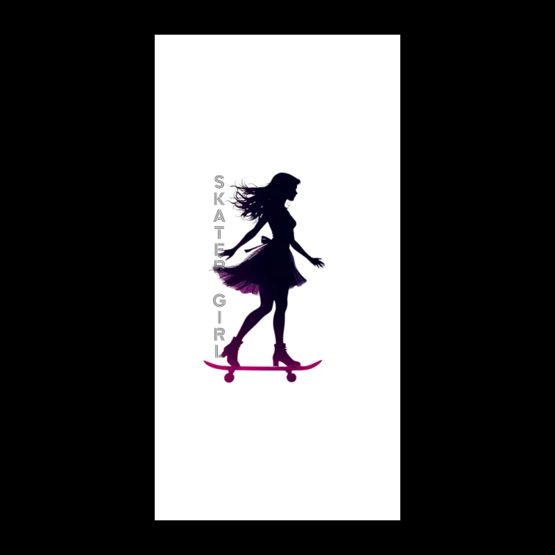 Stylish Skater Girl Silhouette in Pink and Black iPhone Case