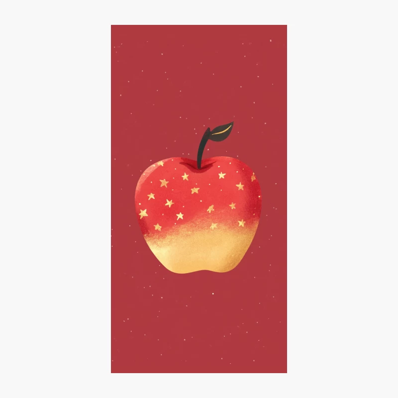 Magical Starry Apple: A Golden Fantasy Fruit Illustration iPhone Case