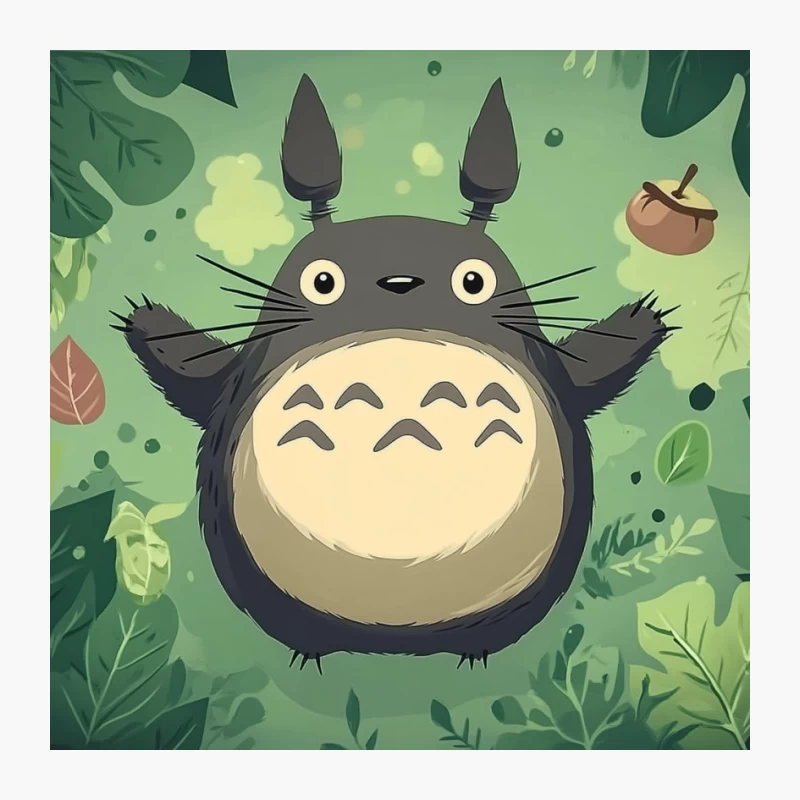Cute Totoro Forest Illustration from Studio Ghibli Anime Pin