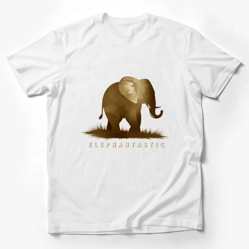 Elephantastic - Vintage Elephant Silhouette Illustration with Typography Male T-Shirt