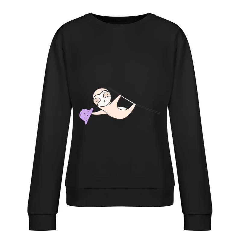 Paresseux mignon avec chapeau violet Femme Sweat-shirt à enfiler