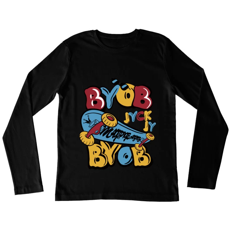 Bunte Skateboard-Kunst mit Graffiti Damen Langarm T-Shirt