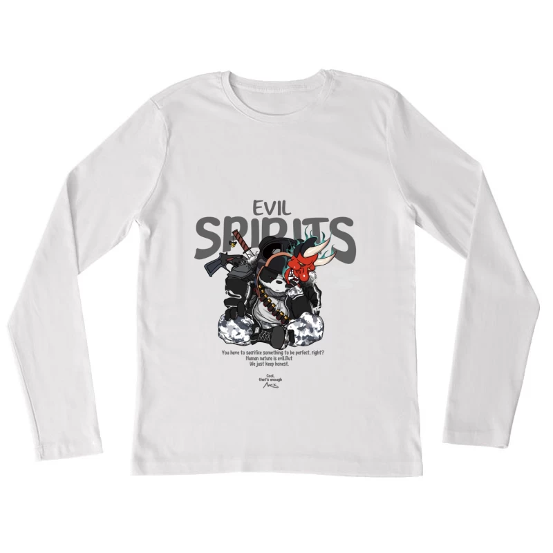 Böse Geister Krieger Panda Damen Langarm T-Shirt