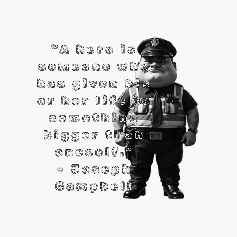 Police Officer Cartoon with Heroic Service Quote Cotton Tote Bag