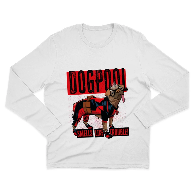 Funny "Dogpool" Pug Superhero Comic Style T-Shirt Design Male Long Sleeve T-Shirt