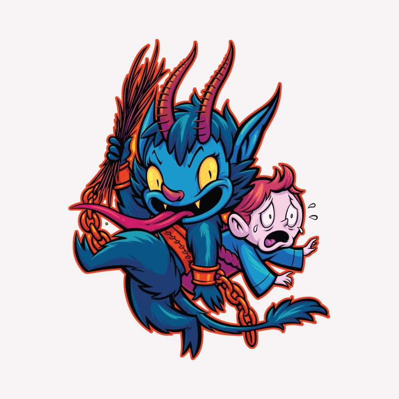 Playful Demon with a Child Male T-Shirt