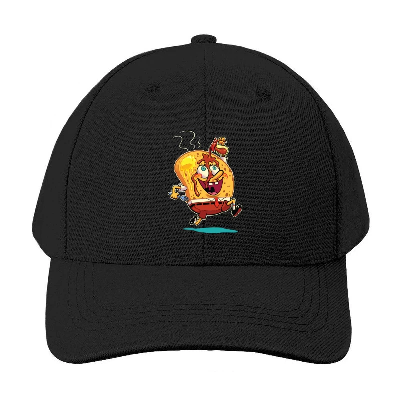 Excited Cartoon Slice of Toast Baseball Cap