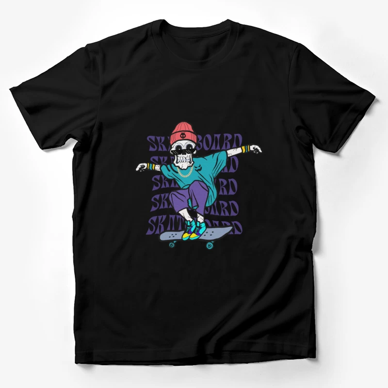 Skelett-Skater in bunten Streetwear Herren T-Shirt