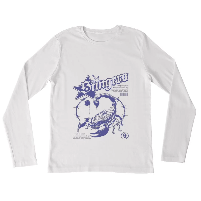 Design de scorpion avec étoile et fil barbelé Femme Manches Longues T-Shirt