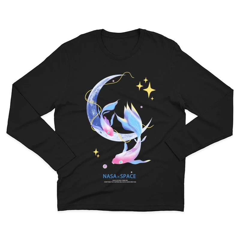 Traumhafte Fische um Mond und Sterne Herren Langarm T-Shirt