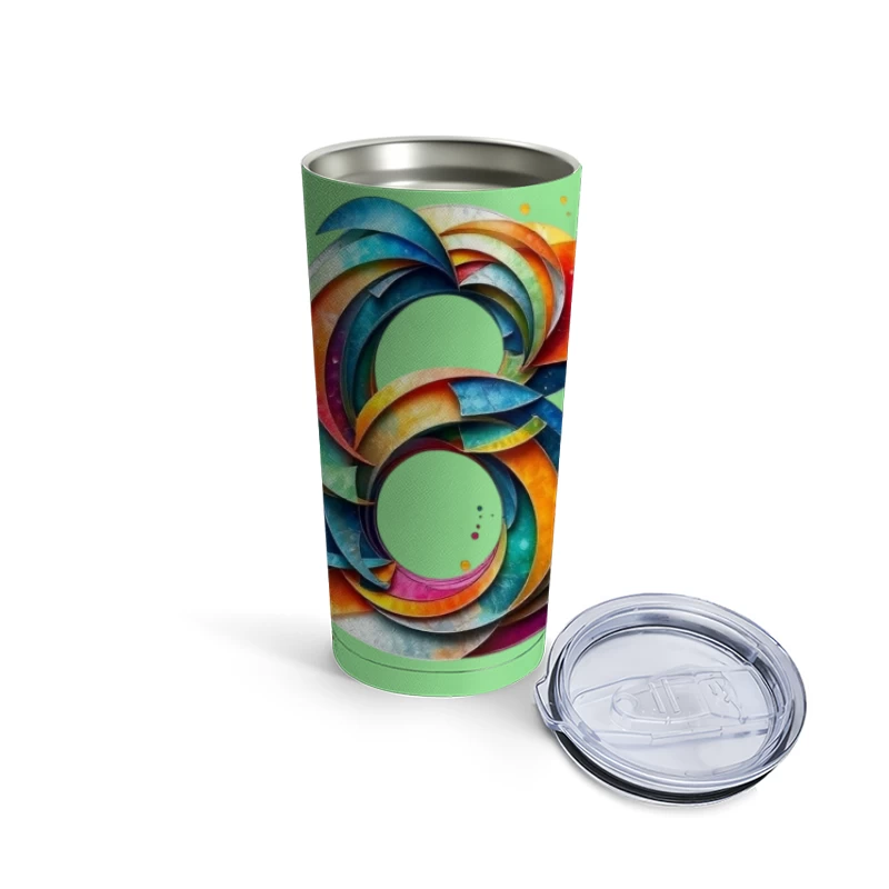 Abstract Watercolor Number 6 with Vibrant Swirling Patterns Travel Mug