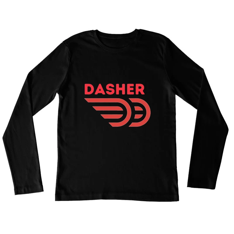 Red Minimalist Dasher Delivery Service Logo Female Long Sleeve T-Shirt