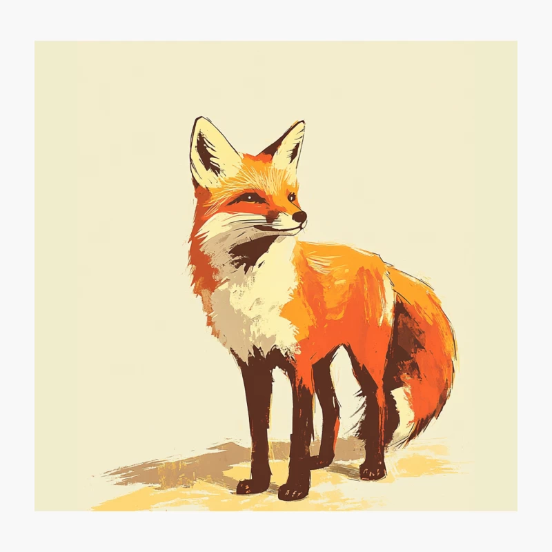 Minimalist Orange Fox Illustration: Wildlife Art in Cartoon Style Throw Pillow