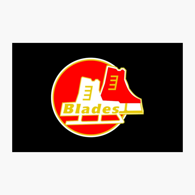 Circular Red and Yellow Ice Skate Blades Logo Travel Mug