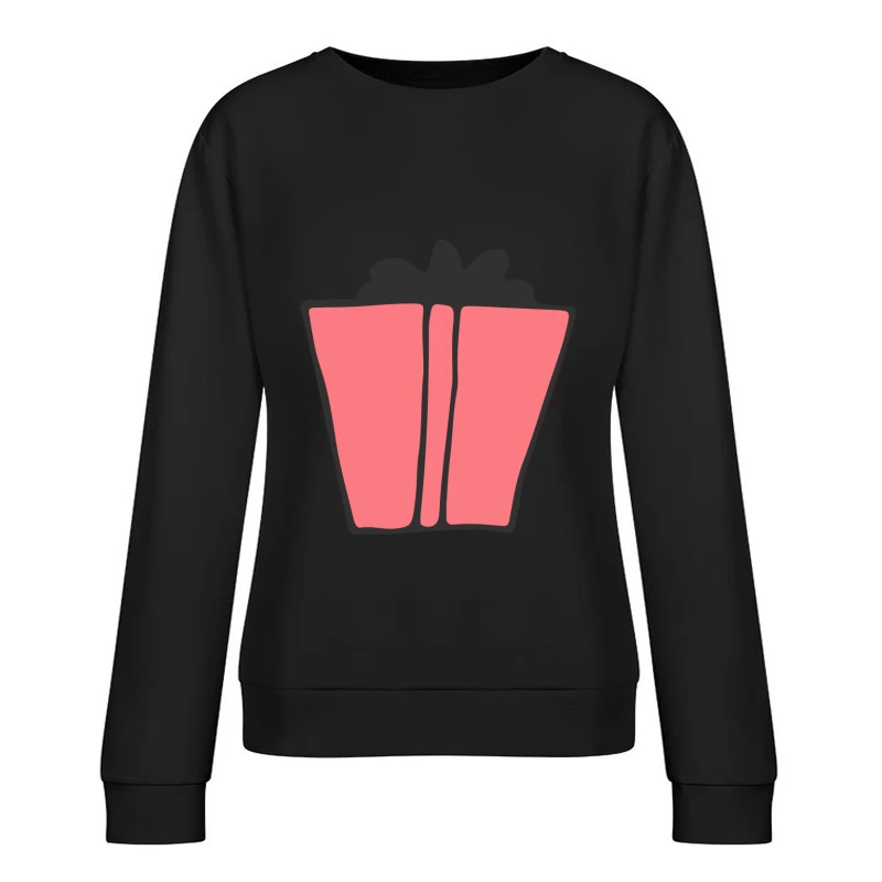 Cadeau rose avec ruban noir Femme Sweat-shirt à enfiler
