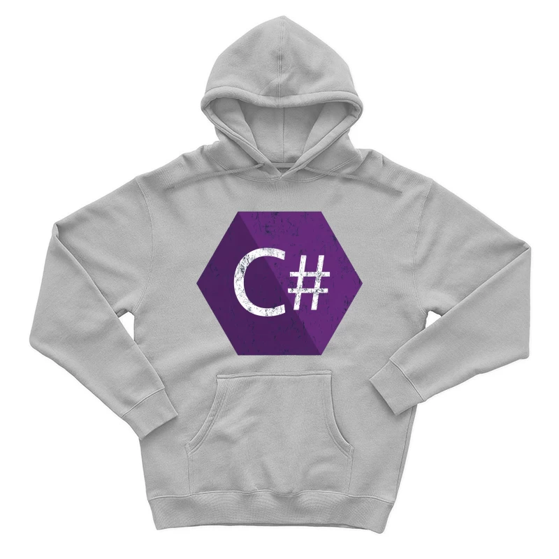 C# Programming Language Logo in Purple Hexagon Male Pullover Hoodie