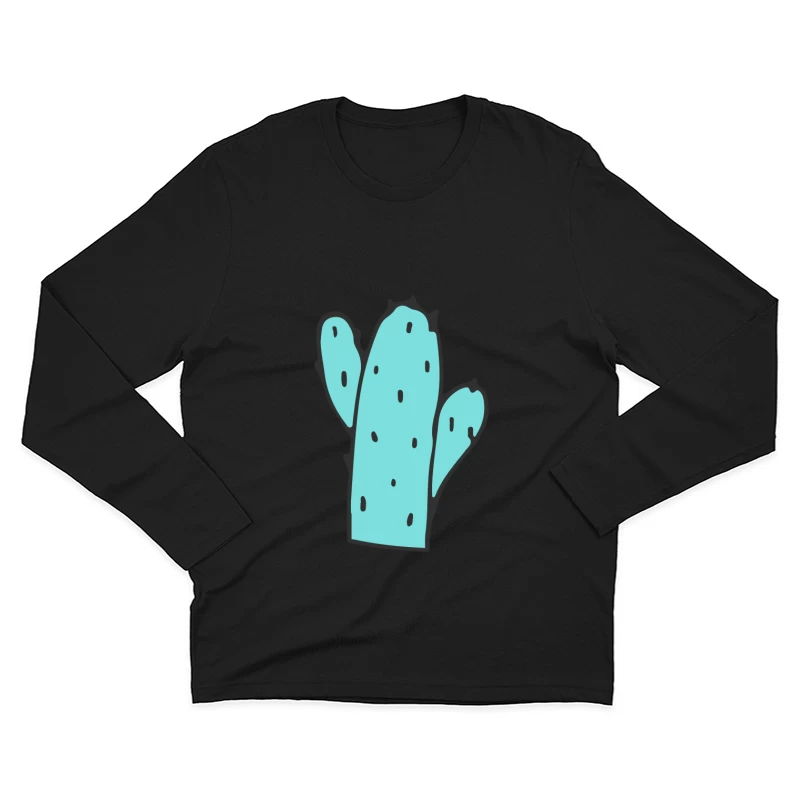Cactus stylisé bleu Homme Manches Longues T-Shirt