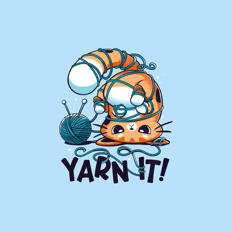 Yarn It! Whimsical Cat Illustration Tapestry