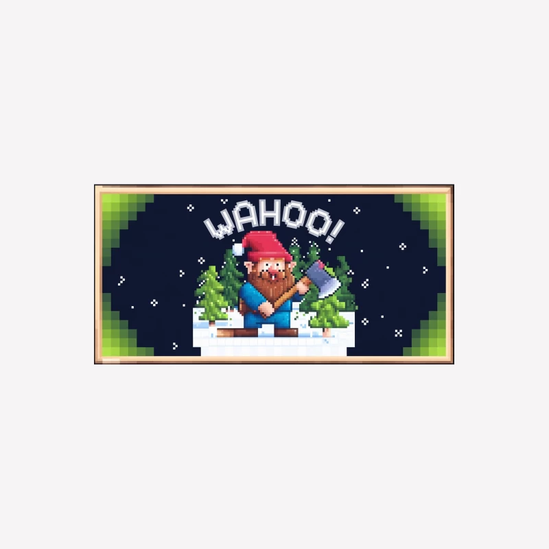 Pixelated Winter Lumberjack: Retro Gaming Wahoo! Male T-Shirt