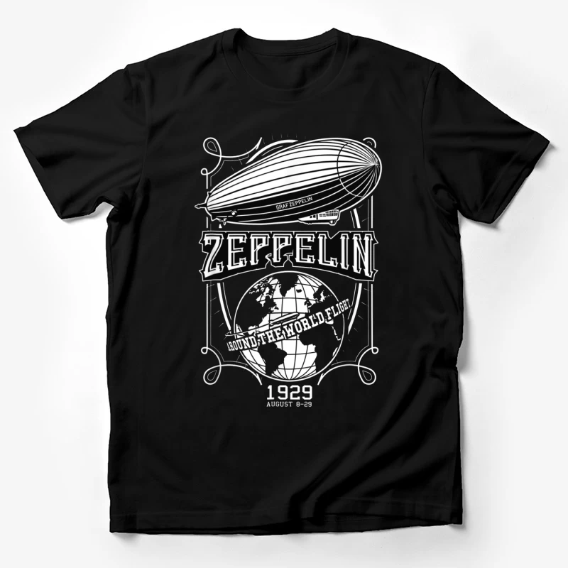 Vintage 1929 Zeppelin Airship Concert Promotional Design Male T-Shirt