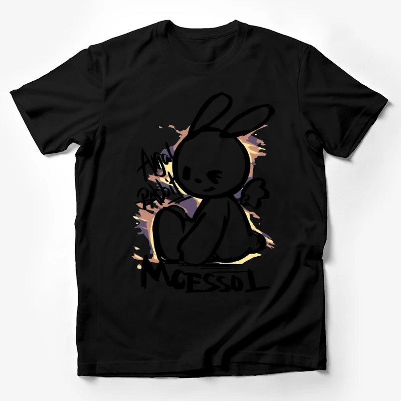 Schwarzes Häschen mit Neonlicht Herren T-Shirt
